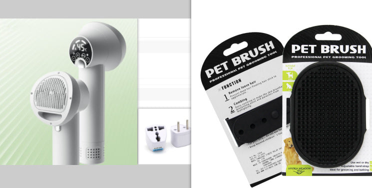 Silent Pet Dryer and Comb – Gentle Blow Dryer for Golden Retrievers & Cats