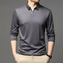 Men’s Casual Cotton Long-Sleeve Shirt – Classic Solid Color, Comfortable Lapel Design
