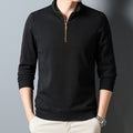 Long Sleeve T-shirt Zipper And Lapel Casual Stand Collar Bottoming Shirt Men's Clothing