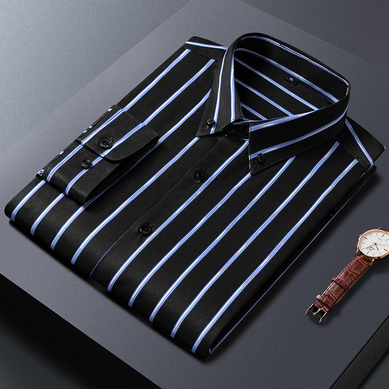 Business Casual Slim-fitting Striped Printed Shirt Men