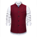 New Men's Retro Stand Collar Herringbone Senior Solid Color Suit Vest