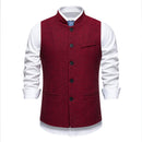New Men's Retro Stand Collar Herringbone Senior Solid Color Suit Vest